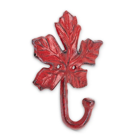 Abbott Collection 6 in. Maple Leaf Wall Hook, Antique Red AB-27-IRONAGE-352
